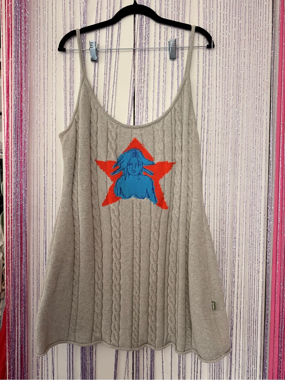 Marc Jacobs Gray Cami-Knit Dress with Blue & Orange Star